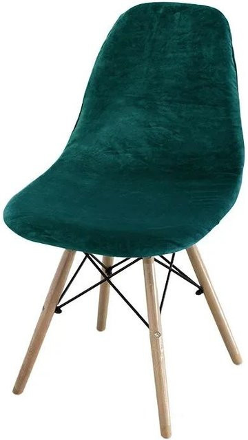 Weicher Samt Stuhlbezug ohne Armlehnen in Schwanensamt-Optik von Household supplies MH, Einfarbig mit Muschel-Design - Bild 1