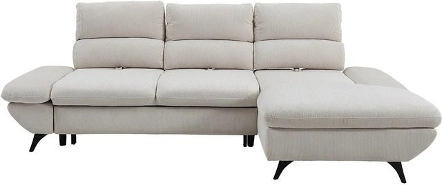Vente-unique Schlafsofa Liori in Beige mit Cord-Bezug, L-Form, Breite: 282 cm - Bild 1