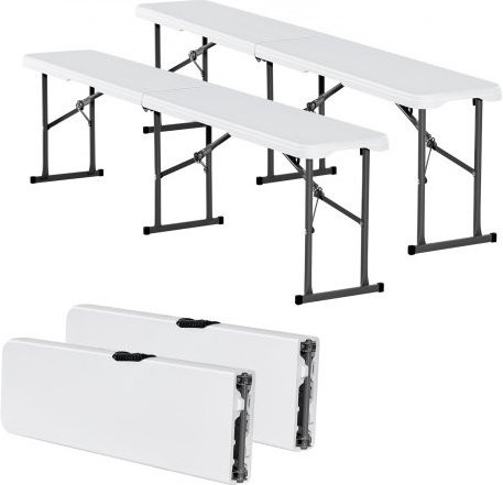 VEVOR Klappbank aus HDPE-Kunststoff in Weiß, 2er-Pack, tragbare Picknickbank für Outdoor und Indoor, Breite: 182 cm - Bild 1