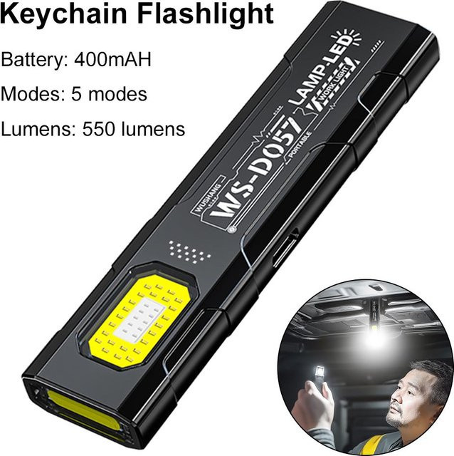 Tragbare Mini-LED-Taschenlampe in Schwarz mit 550 lm und 5 Modi für den Außenbereich - Bild 1