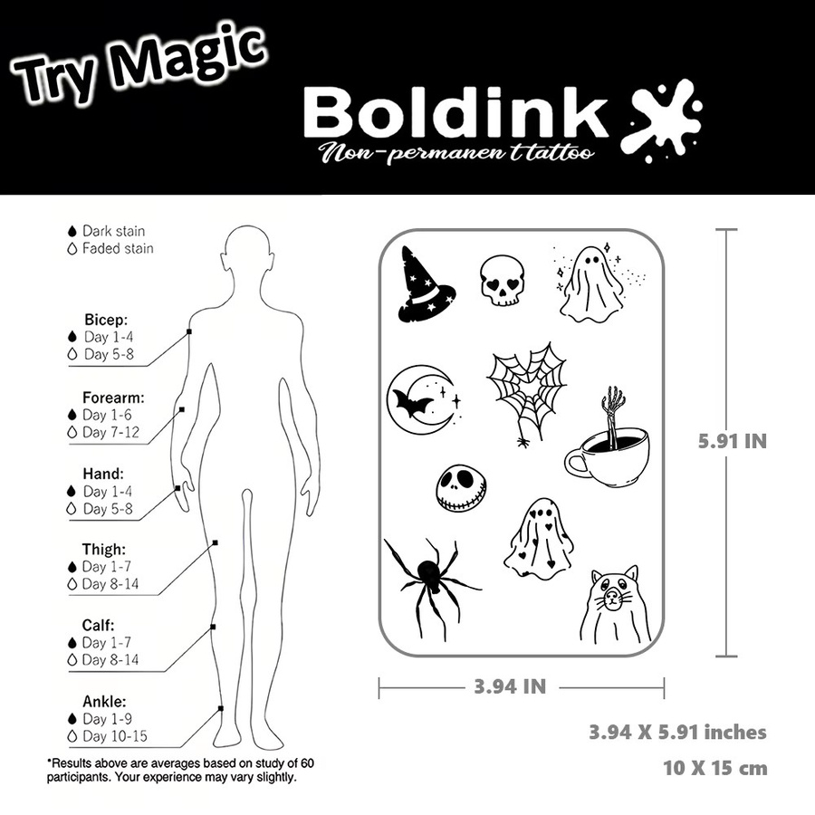 BOLDINK Magic Ghost Tattoo-Aufkleber, Unisex - Bild 3