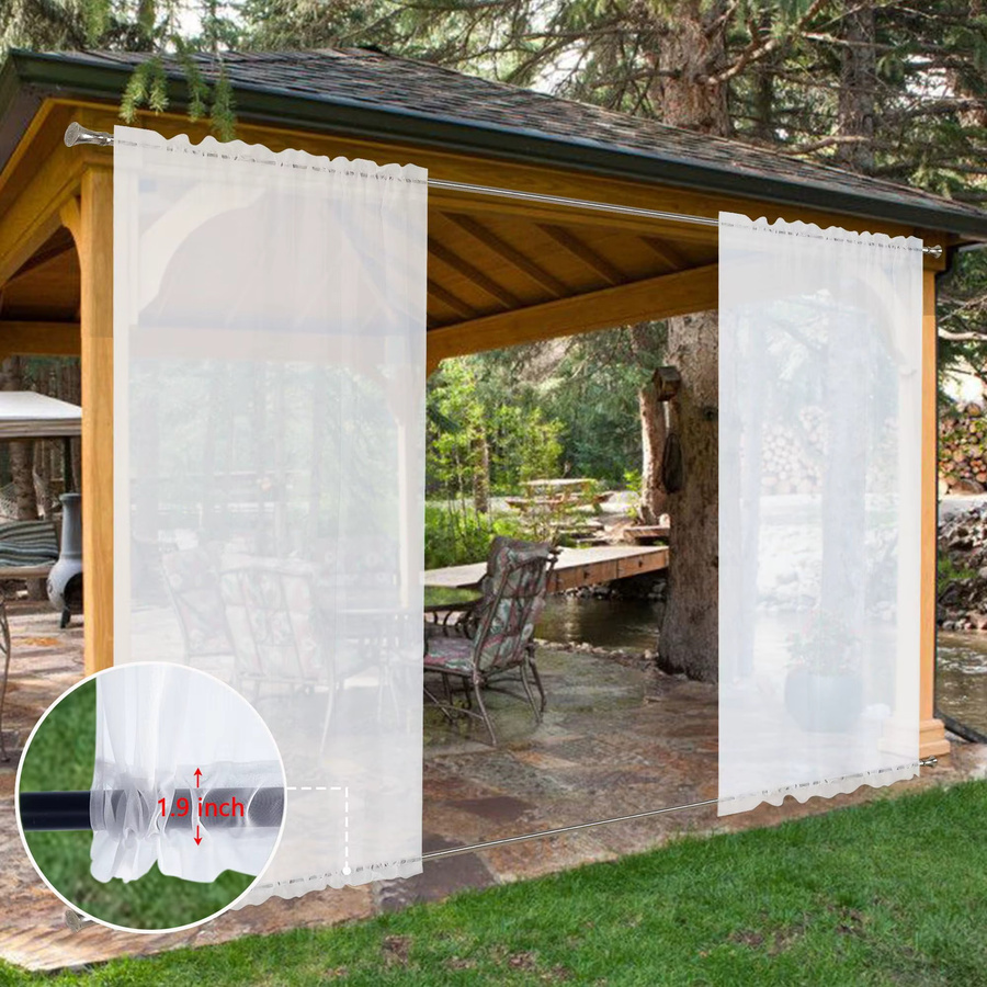 Cabana Vorhang für Innen und Außen, lichtfilternd und wasserabweisend, Weiß, Breite: 137 cm, Höhe: 213 cm - Bild 2