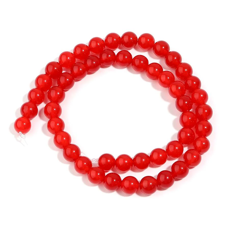 louleur Natursteinperlen, roter Chalcedon, rund, Unisex - Bild 5