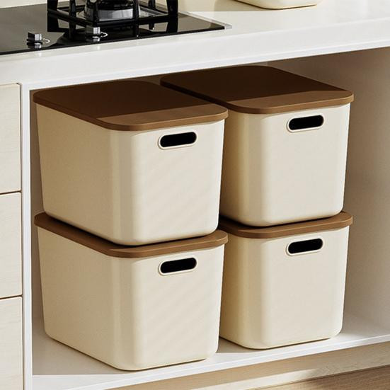 International Chic Aufbewahrungsbox mit Deckel und Griffloch, stapelbar und staubdicht, Organisationsbehälter für Make-up und Spielzeug, Größe L - Bild 3