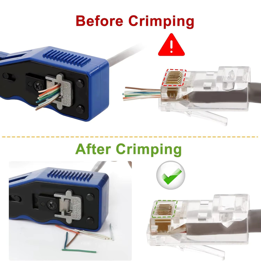 ZOERAX RJ45 Ethernet Crimpzange All-in-One Crimper für Cat6 und Cat5e Anschlüsse in Blau mit Ersatzklingen - Bild 3