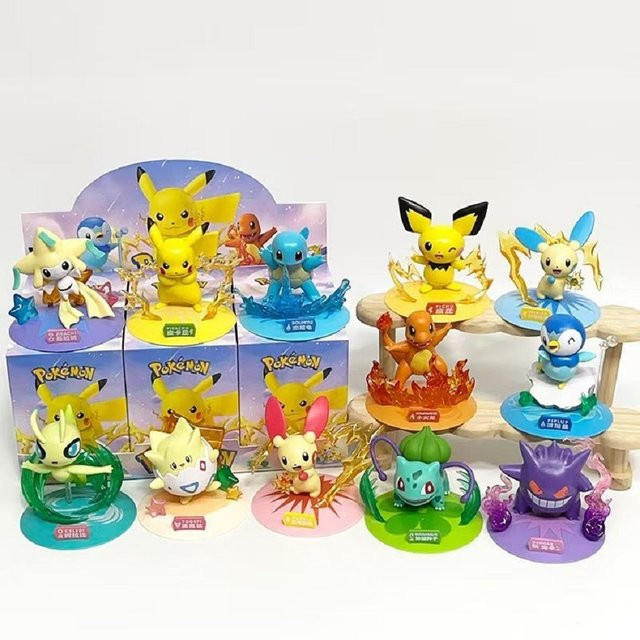 Bandai Pokémon Blind Box Figuren, Pikachu Charmander Gengar Bulbasaur Piplup Pichu, PVC, Bunt / Mehrfarbig - Bild 1