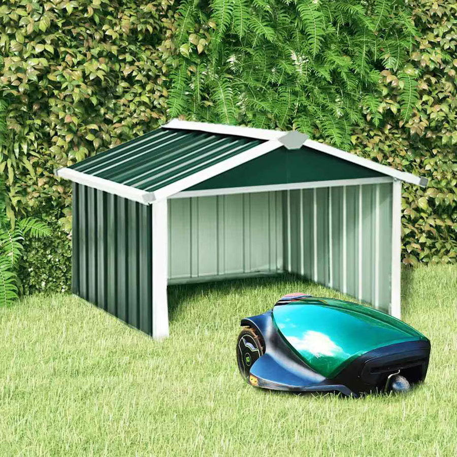 vidaXL Gartenroboter-Unterstand aus verzinktem Stahl in Grün und Braun, H x B x T: 63 x 92 x 97 cm - Bild 2
