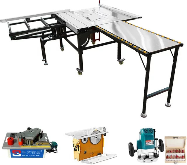 Multifunktionale elektrische Tischkreissäge 2600W Staubfrei, zusammenklappbare Paneelsäge für Holzbearbeitung, Farbe: Silber - Bild 1