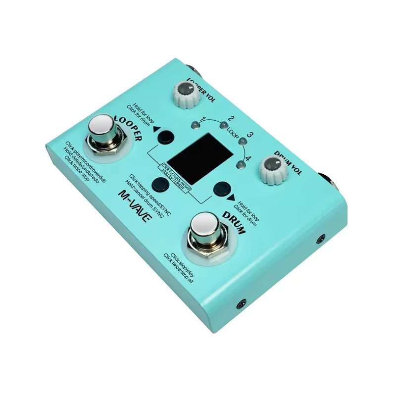 M-VAVE Looper Effektpedal für Gitarre mit Drum Machine und Monoblock Tuner in Turquoise - Bild 2