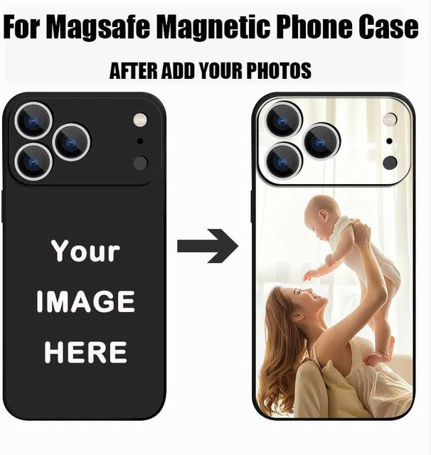 Personalisierte magnetische Foto-Telefonhülle für Apple iPhone 17, 16, 15, 14, 13, 12 Pro Max und Air in Beige oder Weiß mit MagSafe Soft Cover - Bild 1