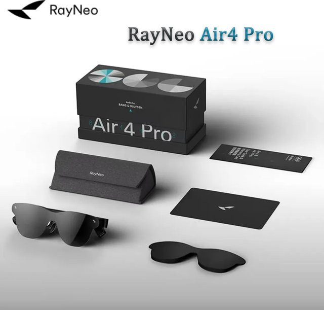 Rayneo Air 4 Pro Smart AR-Brille in Schwarz mit 4K-Videoaufnahme, XR-Unterstützung, 3G-Sprachsteuerung und IPX-5 Wasserdichtigkeit sowie DisplayPort-Unterstützung - Bild 1