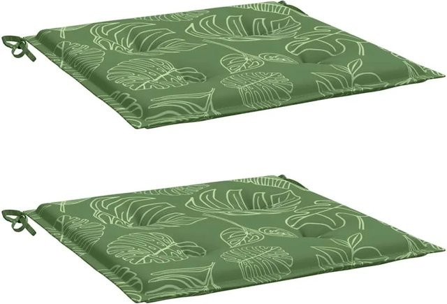 vidaXL Sitzkissen 2er Set mit Blattmuster aus wasserabweisendem Oxford-Gewebe, B/B/H: 50 x 50 x 4 cm - Bild 1