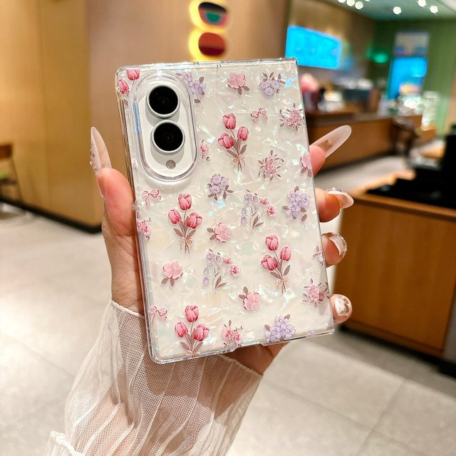 Samsung Galaxy Z Fold 8 Schutzhülle mit buntem Glitzer-Muschelmuster in Multicolor aus hartem PC - Bild 1