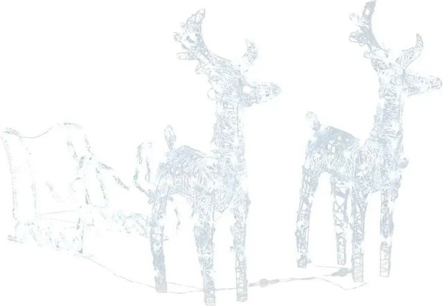vidaXL Weihnachtsdekoration Rentiere und Schlitten mit 160 LEDs aus Acryl, Höhe: 130 cm - Bild 1