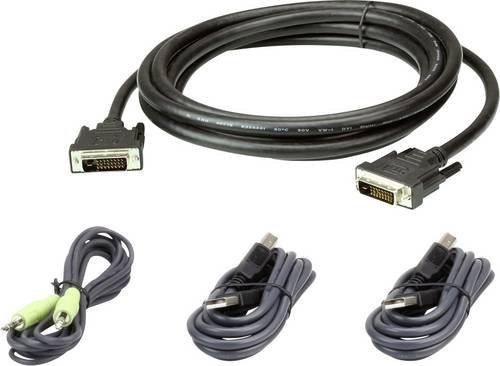 ATEN KVM Anschlusskabel in Schwarz mit DVI-D Stecker, USB 2.0 Stecker A und 3,5 mm Klinkenstecker zu DVI-D Stecker und USB 2.0 Buchse - Bild 1