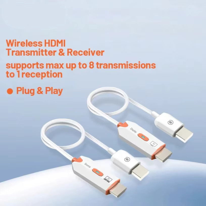 VIKEFON Kabelloser HDMI Sender und Empfänger Extender für Full HD 1080P@60Hz in Weiß und Orange - Bild 2