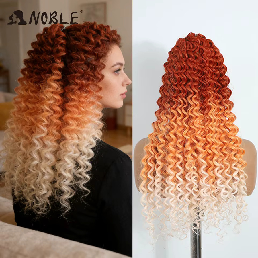 Noble Haarverlängerung, 24 Zoll, Ombre Orange bis Blond, tief gewellt, Damen - Bild 2