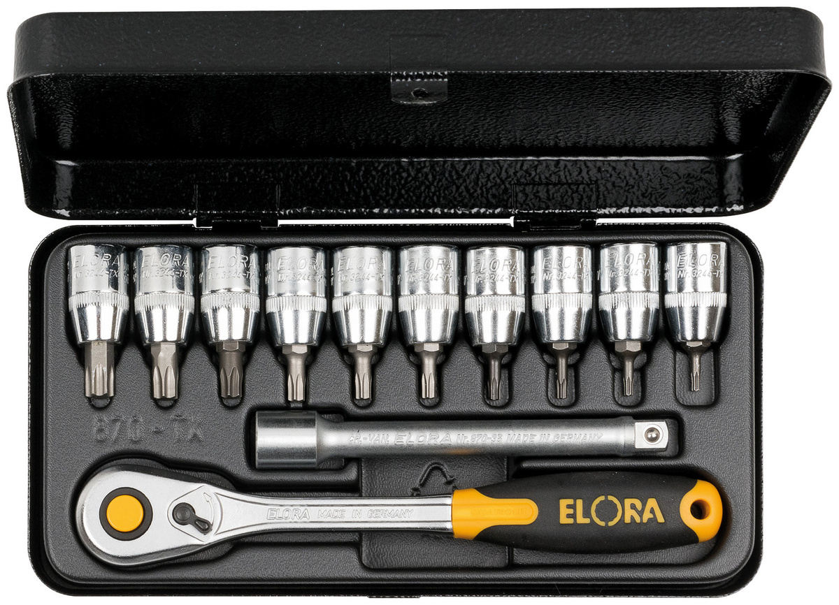 Elora Steckschlüssel-Satz 3/8 Zoll TORX 12-teilig in Silber, ELORA-870-TXU - Bild 1