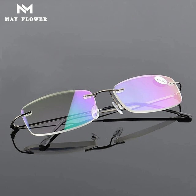 Lesebrille, randlos, quadratisch, Titanrahmen, blaues Licht blockierend - Bild 1