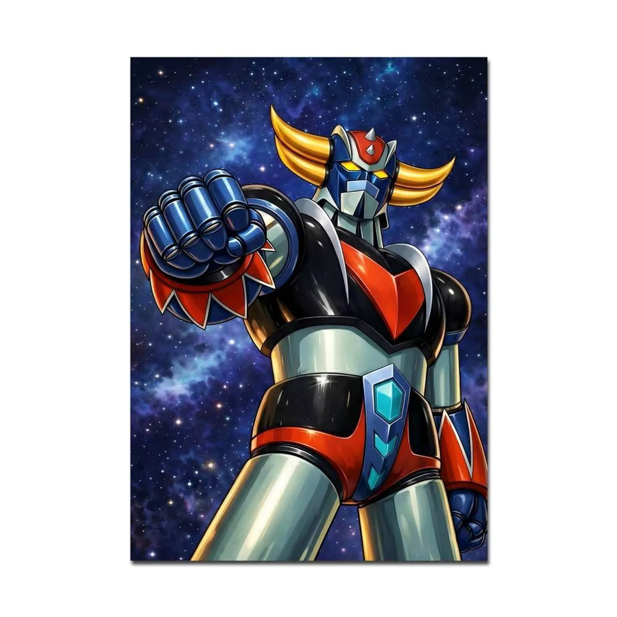 Anime Goldorak Vintage-Poster aus Kraftpapier als selbstklebender Retro-Aufkleber in Braun und Multicolour, B/H: 10,0 x 15,0 cm - Bild 5