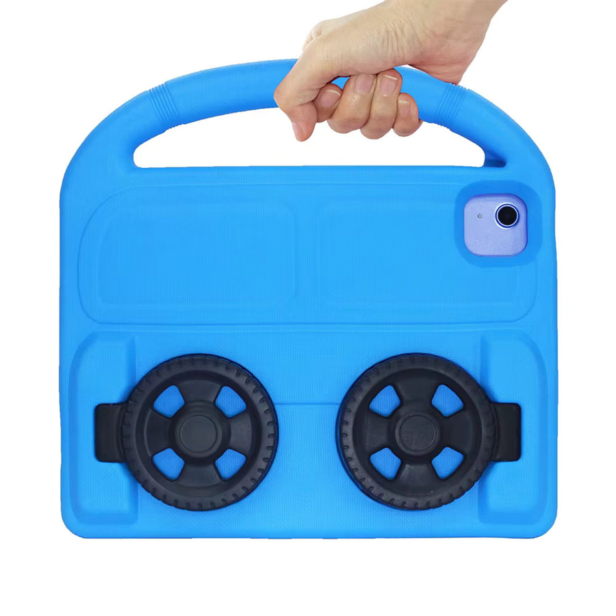 Stoßfeste AKABEILA Kinderhülle für iPad in verschiedenen Modellen mit Cartoon-Design aus weichem EVA, erhältlich in Grün und Blau - Bild 4