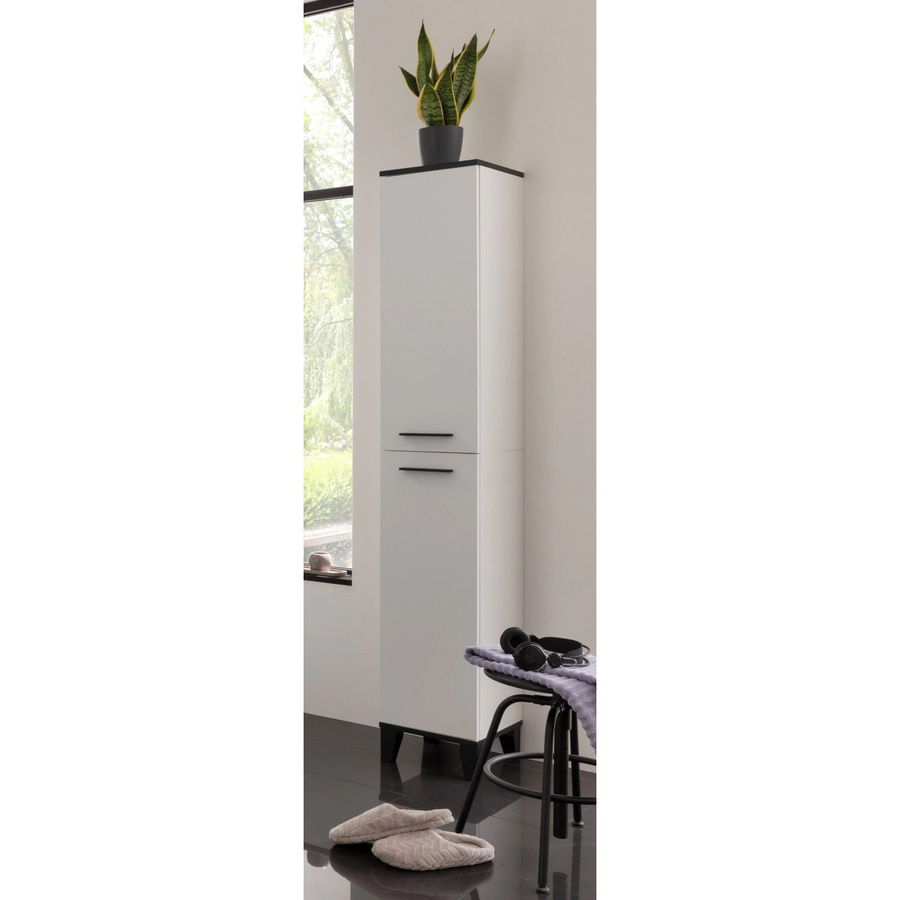 Fackelmann Hochschrank TE-A Weiß Matt mit Soft-Close-Türen und Regalböden, B/T/H: 30,2 x 32,0 x 175,2 cm - Bild 2