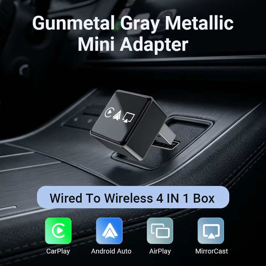 XUDA 4-in-1 Kabelloser CarPlay und Android Auto Adapter mit Airplay und Mirror Link, WiFi und Bluetooth, USB Plug-and-Play Dongle, Schwarz - Bild 2