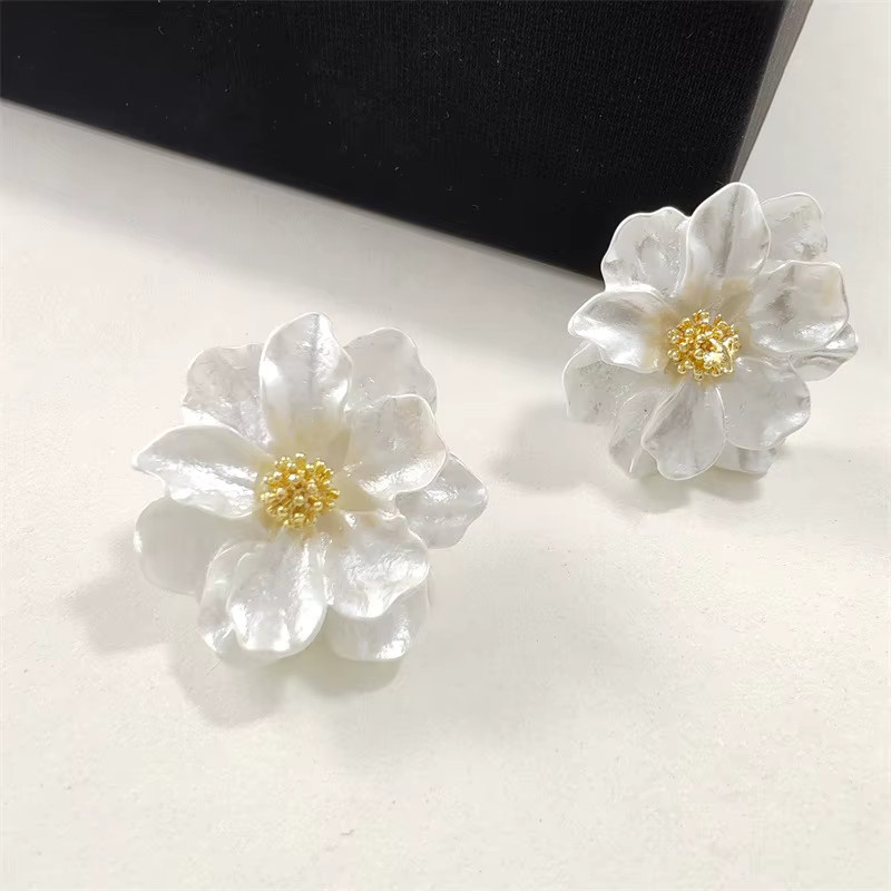 guangtuo Ohrstecker, weiße Acryl-Blumen, Damen - Bild 4