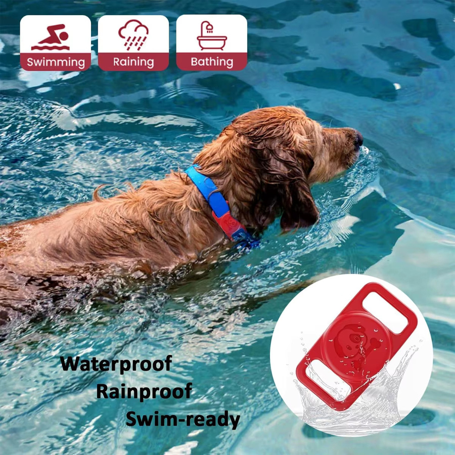 OAKCHARM Wasserdichtes Silikon Halsband für Apple AirTag als GPS-Tracker für Hunde und Katzen in Petrol - Bild 1