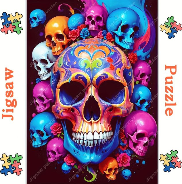 AZNM Puzzle, Tag der Toten Schädel-Design, Bunt / Mehrfarbig - Bild 1