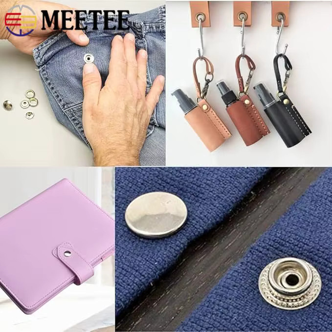 Meetee 100 Stück Edelstahl-Druckknöpfe in Silber, 15mm Canvas-Schnappverschlüsse für Zelte, Bootsabdeckungen und Lederhandwerk - Bild 3