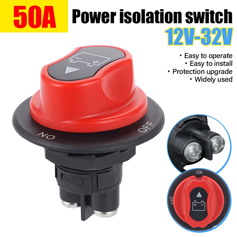 XIONGXIONG Universal Batterie Power-Off Schalter Knopfschalter für Autos, Yachten, Wohnmobile und LKWs, Farbe: Rot, 12V–32V - Bild 2