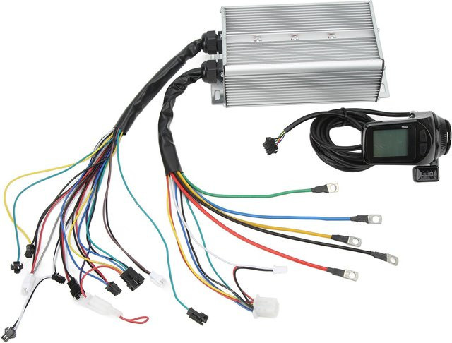 Igeteck Bürstenloses Controller-Kit für Elektrofahrrad und Roller mit LCD-Anzeige, 1500W, 36V/48V, Grau/Silber - Bild 1