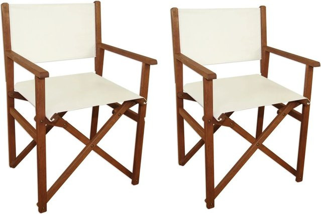 Erst-Holz Doppelpack Regiestühle aus Buchenholz mit Stoffbespannung in Weiß Creme, B/T/H: 47 x 40 x 84 cm - Bild 1