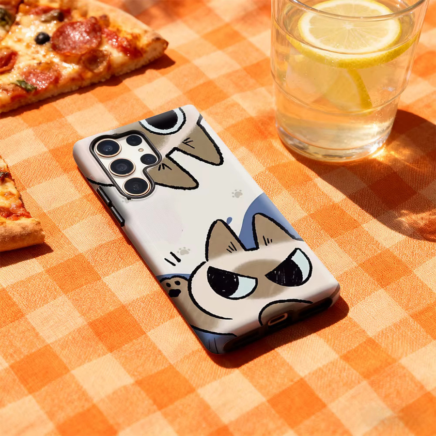 Handyhülle mit siamesischen Katzen-Motiv für Samsung Galaxy S25 Ultra, S24 und S23 Ultra Plus in Multicolor mit glänzender doppellagiger Rückseite - Bild 3