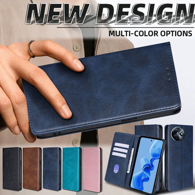 Leder Vollschutzhülle für Itel A50 A50C S24 RS4 P65 P55 Plus Magnetische Flip Wallet Case Book Style Handytasche mit Kartenhalter in Schwarz und Blau - Bild 1