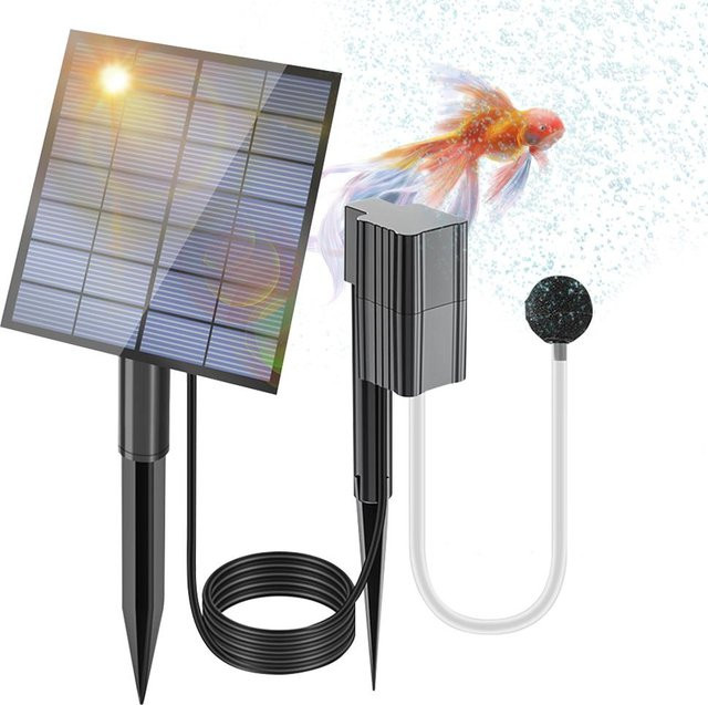 Neoglint Solar Teich Belüfter Schwarz mit 0,6 l/min Luftleistung und Blasenstein - Bild 1