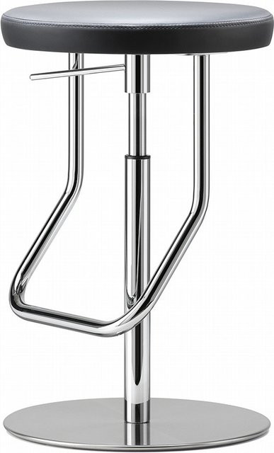 Thonet S 123 Barhocker aus Leder und Stahlrohr in Schwarz - Bild 1