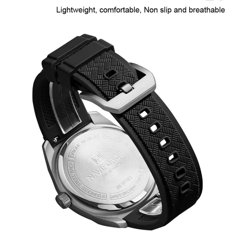 NAVIFORC Armbanduhr, Quarz, Silikonarmband, Schwarz, Herren - Bild 6