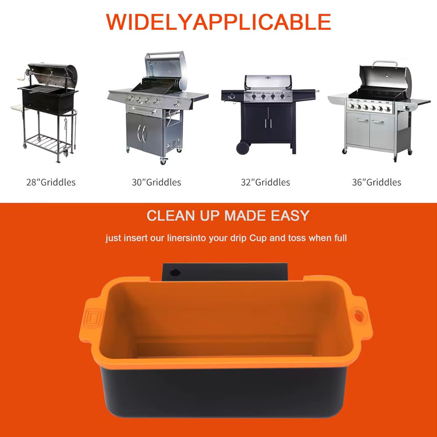 Faltbare Silikon-Fettbehälter-Einlagen für Blackstone Grillplatten in Orange - Bild 4