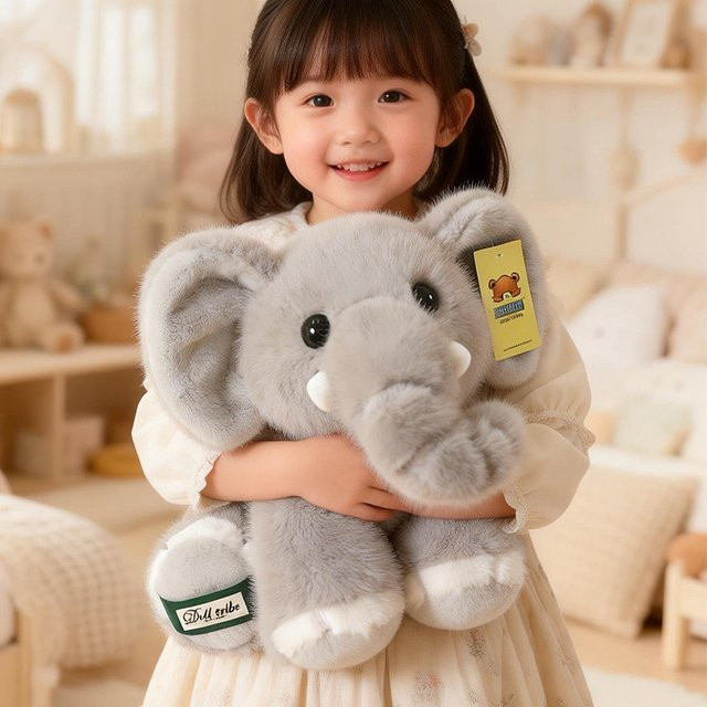 pangcangshu Liegender Elefant Plüschtier, Grau - Bild 1