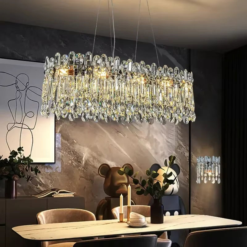 TAONUANSHU Moderne Kristall Pendelleuchte mit LED in Transparent und Warmweiß für Wohnzimmer und Hotels - Bild 3