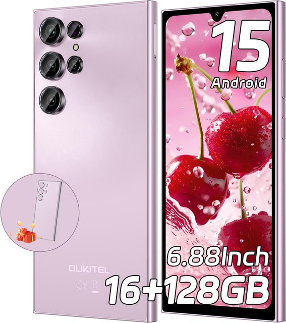 OUKITEL C61 Smartphone Rosa mit Android 15, 6,88 Zoll Display, 128 GB Speicher und 5150 mAh Akku - Bild 1