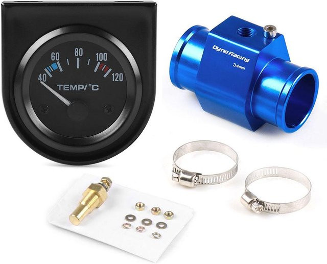 Dynoracing Wassertemperaturanzeige mit weißer LED-Beleuchtung für dein Auto, Messbereich 40-120C, Durchmesser 52mm, Farben: Schwarz oder Weiß - Bild 1