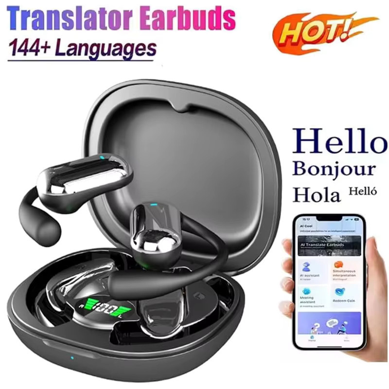 UYUXIO AI-Sprachübersetzung kabellose In-Ear Kopfhörer mit Echtzeit-Übersetzung für 144 Sprachen, Bluetooth 5.4, Schwarz - Bild 2