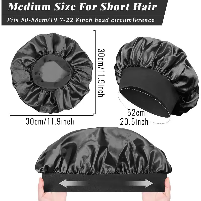 Satin Haarpflege-Bonnet, Unisex, mit breiter Krempe - Bild 4