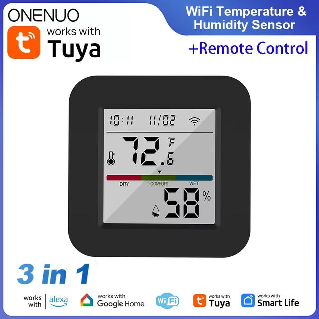 Tuya WiFi Temperatur- und Feuchtigkeitssensor mit IR Universal-Fernbedienung für Smart Life App, Alexa und Google Home - Bild 1