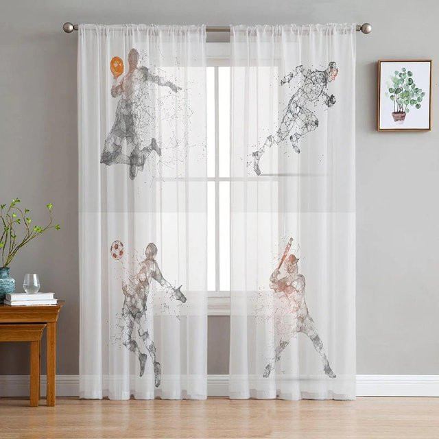 A Family Of Home Textiles Transparent Tüllvorhang mit Grafikprint, Weiß, Breite: 135 cm, Höhe: 160 cm - Bild 1