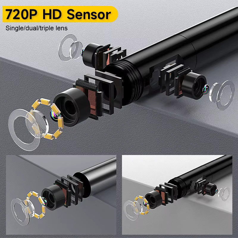 BUMBORN Industrielle Endoskop-Inspektionskamera mit 2,8-Zoll-IPS-Bildschirm, 720P Auflösung, IP67 wasserdicht, starres Kabel 1-15 m, Farbe: Schwarz - Bild 2