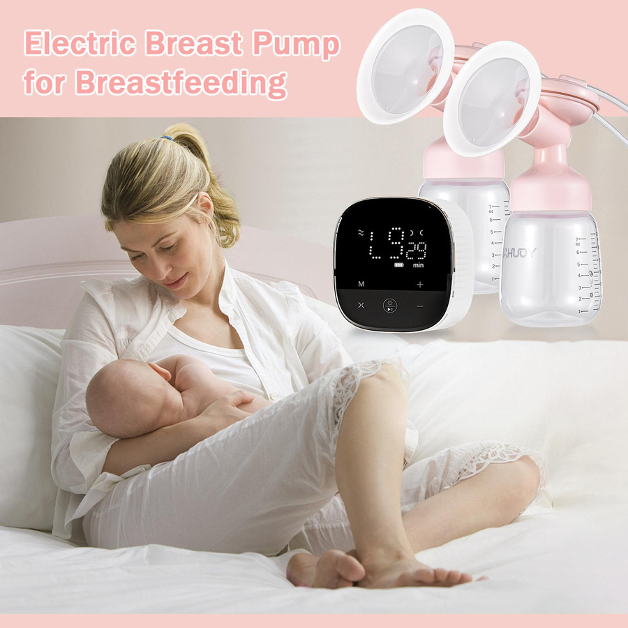 YOUHA A3 Doppelte elektrische Milchpumpe zum Stillen, freihändige Milchpumpe mit 3 Modi und 10 Saugfunktionen, Rosa - Bild 3